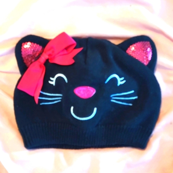 BLACK KNIT CAT HAT By Koala Kids SIZE MEDIUM NWOT - Picture 1 of 7